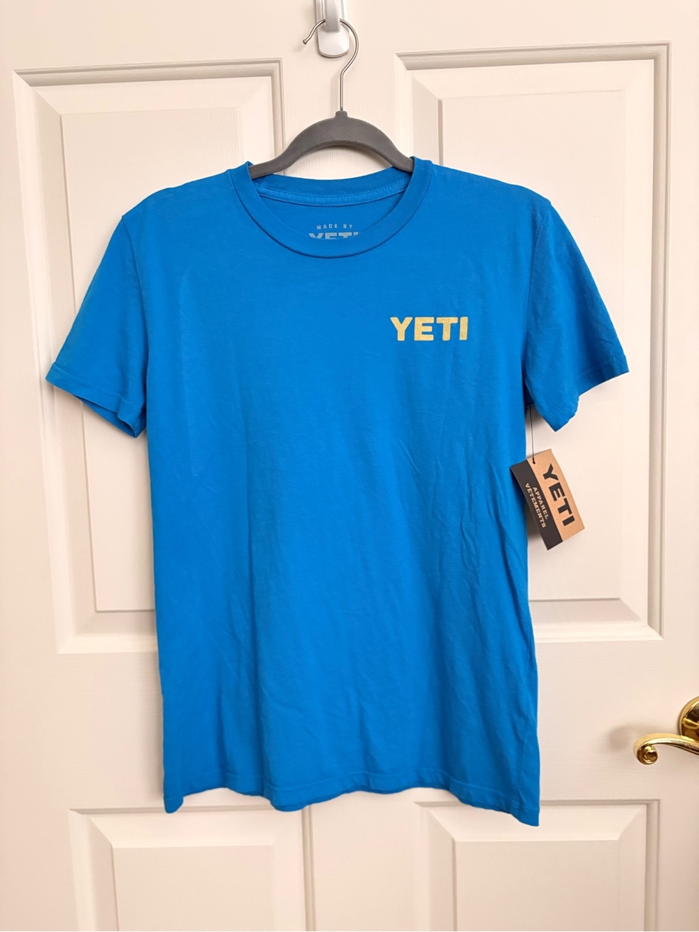 Yeti Men's Bright Blue Tee with Yellow Logo